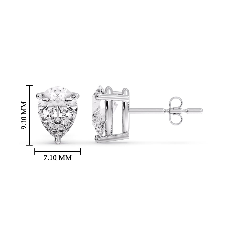 Three-Prong Pear Diamond Solitaire Stud Earrings [IGI Certified]