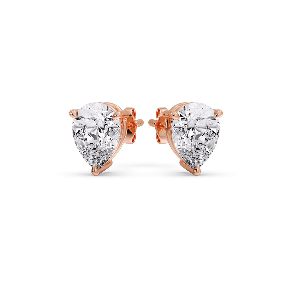 Three-Prong Pear Diamond Solitaire Stud Earrings [IGI Certified]