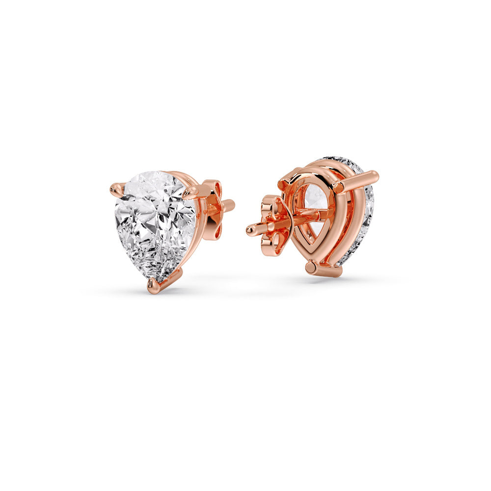 Three-Prong Pear Diamond Solitaire Stud Earrings [IGI Certified]