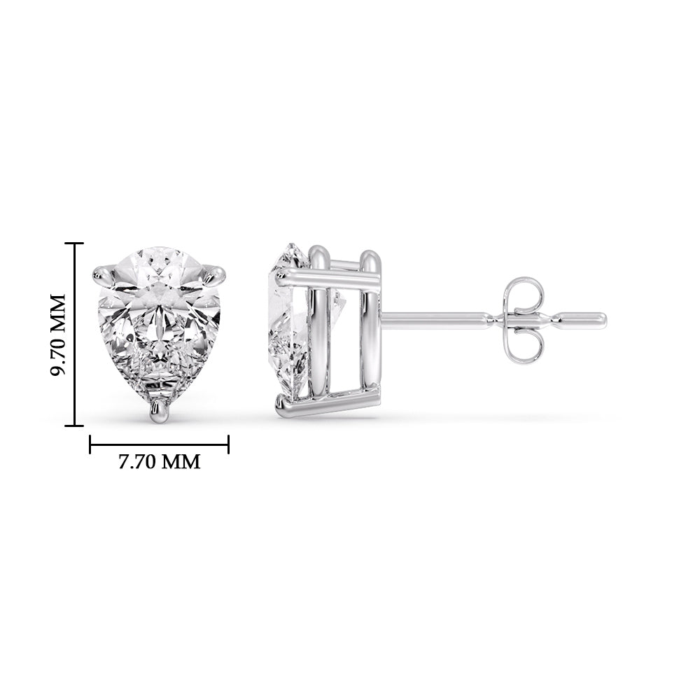 Three-Prong Pear Diamond Solitaire Stud Earrings [IGI Certified]