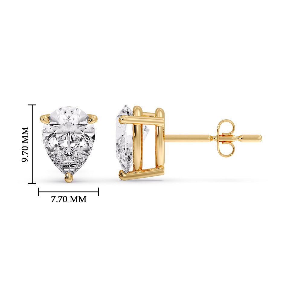 Three-Prong Pear Diamond Solitaire Stud Earrings [IGI Certified]