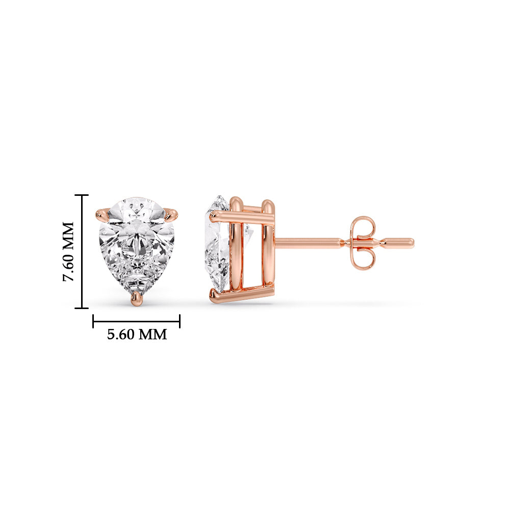 Three-Prong Pear Diamond Solitaire Stud Earrings [IGI Certified]