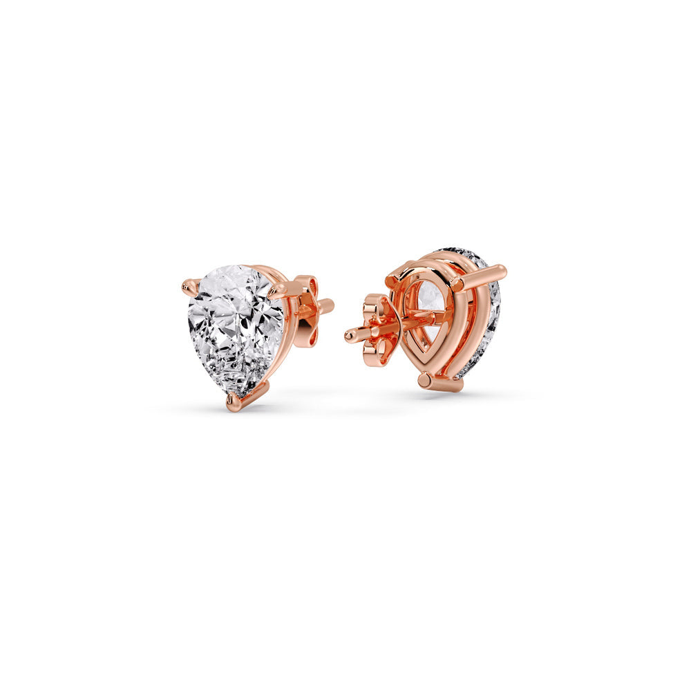 Three-Prong Pear Diamond Solitaire Stud Earrings [IGI Certified]