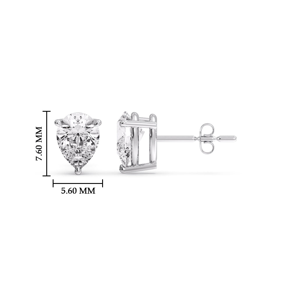 Three-Prong Pear Diamond Solitaire Stud Earrings [IGI Certified]
