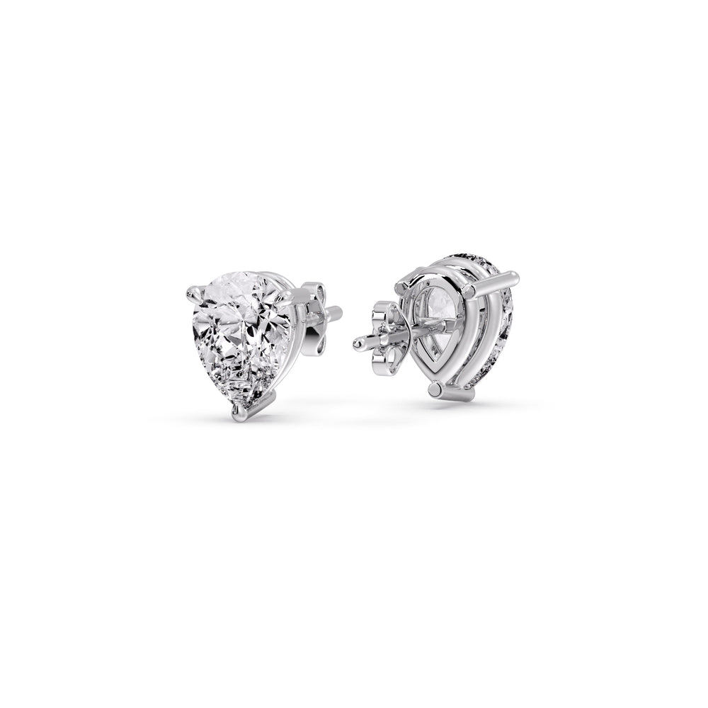 Three-Prong Pear Diamond Solitaire Stud Earrings [IGI Certified]