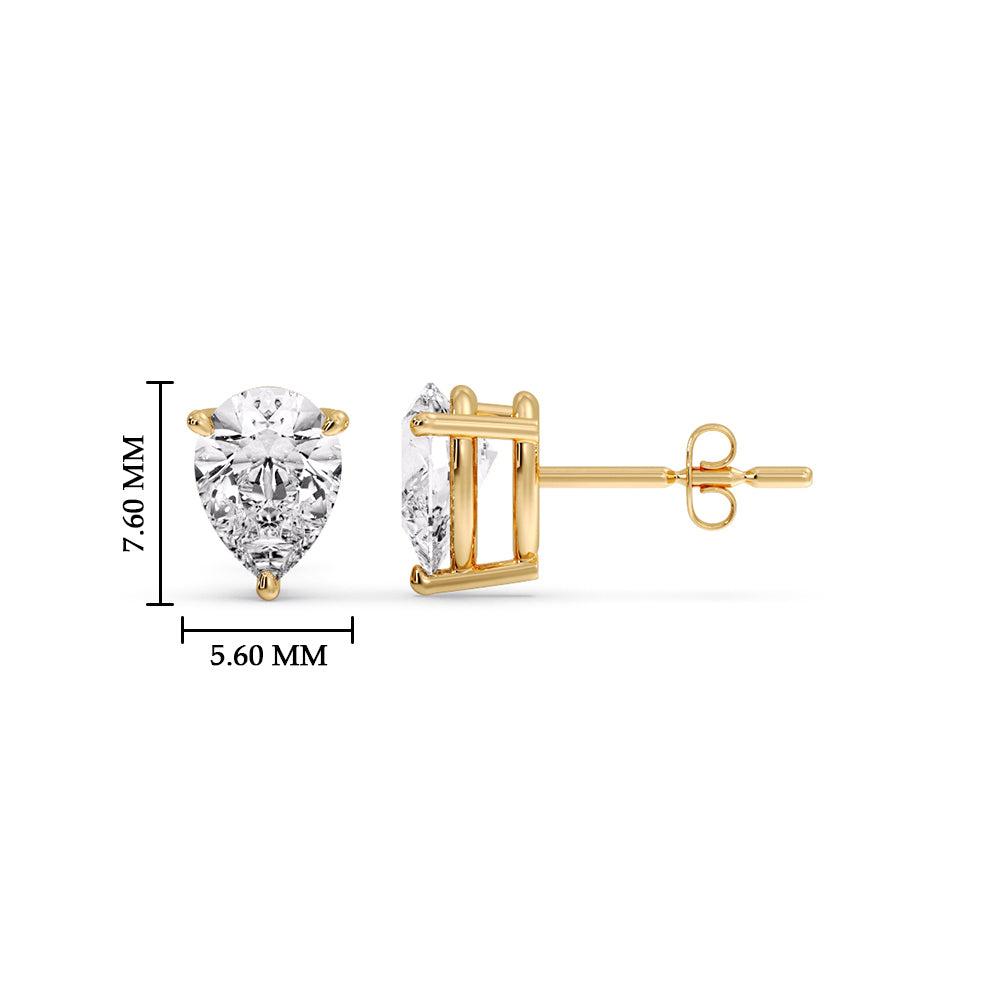Three-Prong Pear Diamond Solitaire Stud Earrings [IGI Certified]
