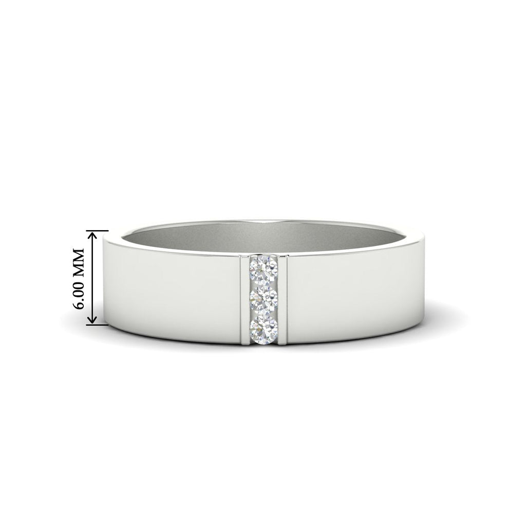 3 Stone Mens Flat Gemstone Band