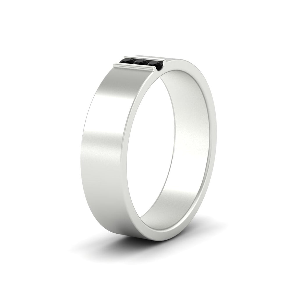 3 Stone Mens Flat Gemstone Band
