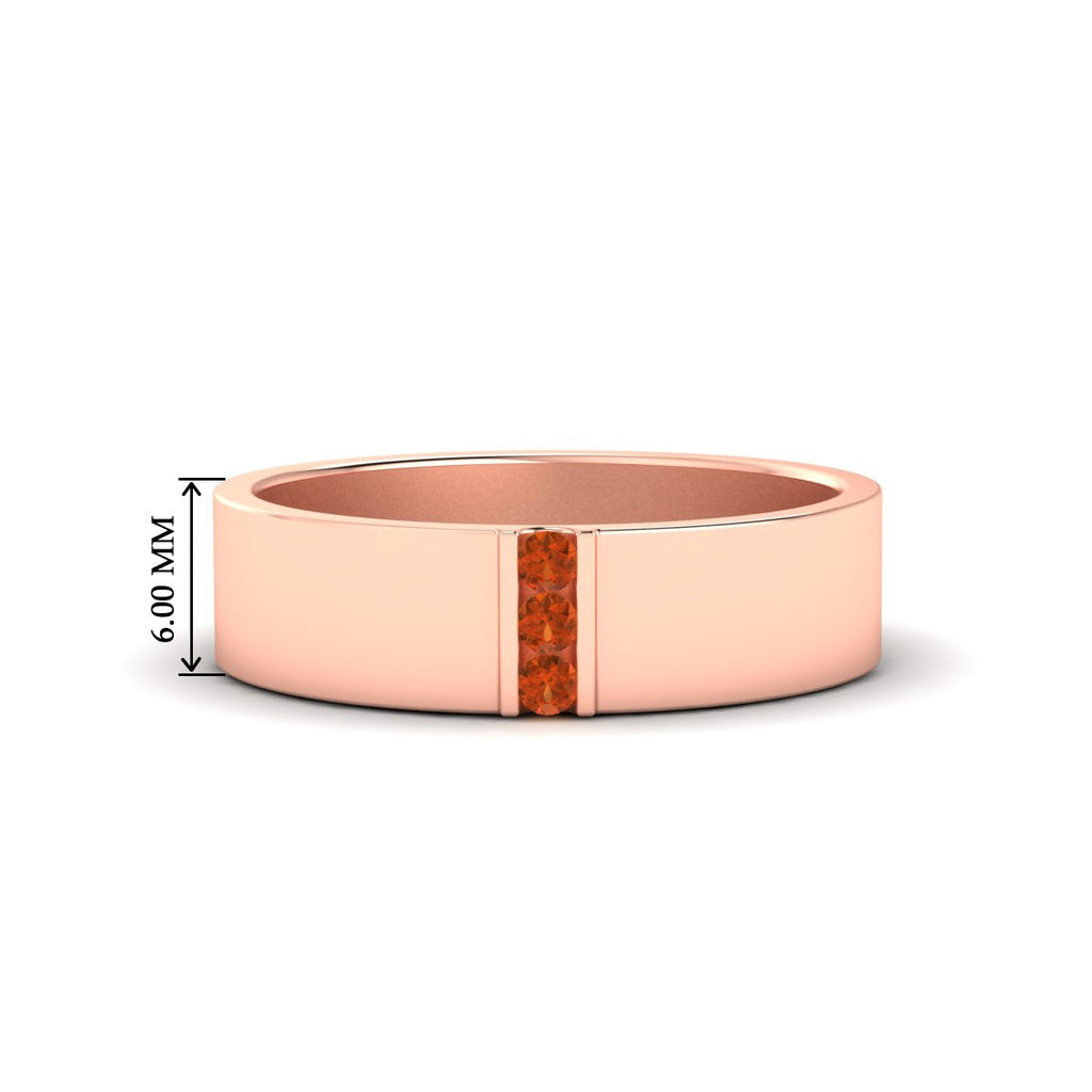 3 Stone Mens Flat Gemstone Band