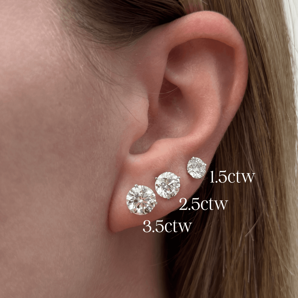 3.50 CTW Lab-Grown Round Diamond Stud Earrings in 14k Gold – E-F/VS AGI Certified VossAgin