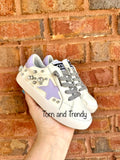 Purple Star Bling Sneakers Torn and Trendy