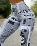 European And American Fashion News Times Digital Printed High Waist Stretch Yoga Pants Running Pants Leggings Slim Fit Social Buzz eSIMs