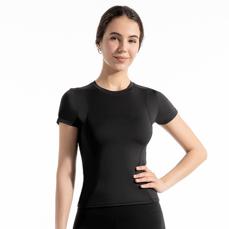 Thin Sports Tight Breathable Yoga Clothes Short-sleeved T-shirt Women's Slim-fit Sweat-absorbent Quick-drying Slimming Running Fitness Top Social Buzz eSIMs