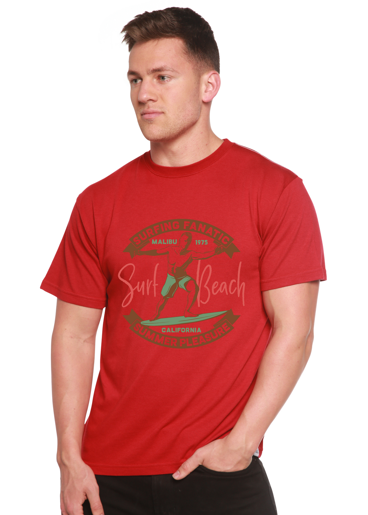 Surf Beach Men's Bamboo Viscose/Organic Cotton Short Sleeve Graphic T-Shirt Spun Bamboo