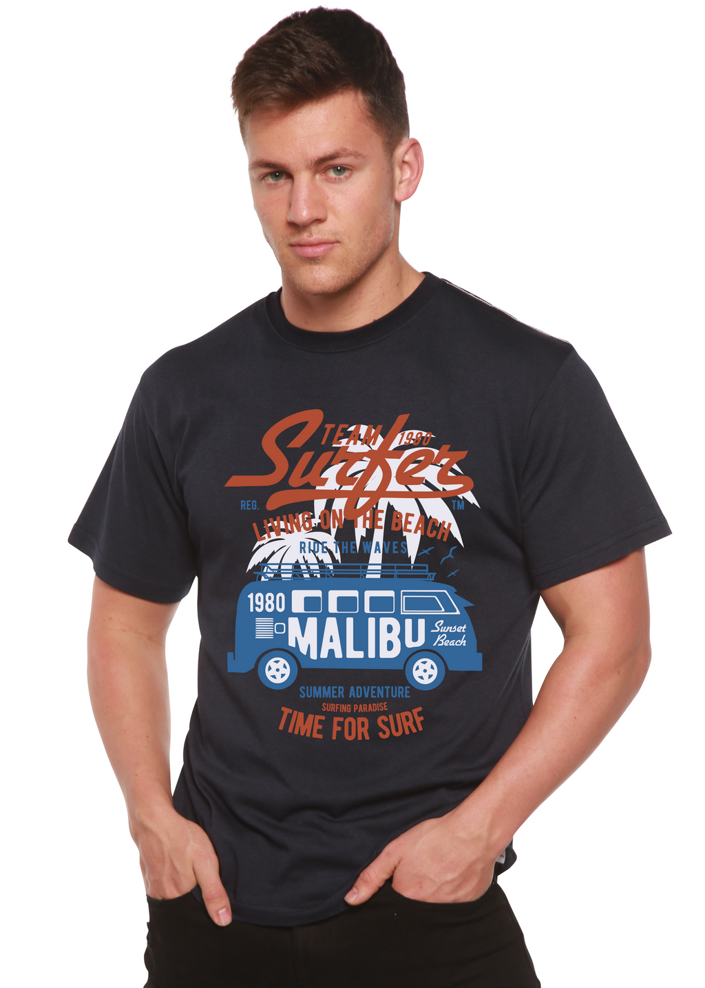 Team Surfer Spun Bamboo® Men's Bamboo Viscose/Organic Cotton Short Sleeve Graphic T-Shirt Spun Bamboo