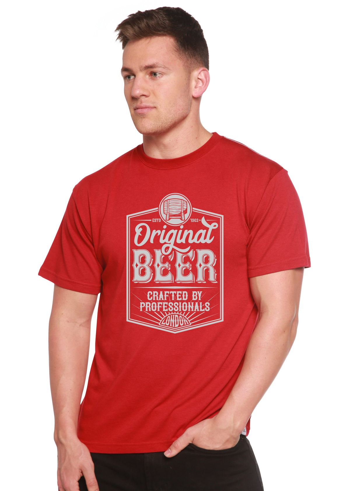 Original Beer Men's Bamboo Viscose/Organic Cotton Short Sleeve Graphic T-Shirt Spun Bamboo