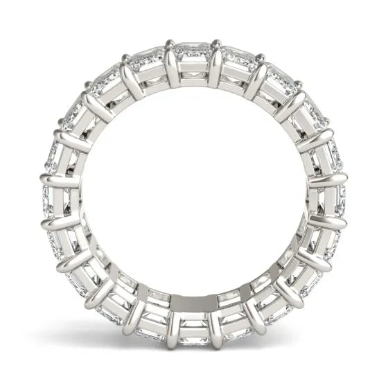 6 1/4 CTW Emerald Lab Grown Diamond Couture Classic Eternity Ring 14K White Gold (G-VS) VossAgin