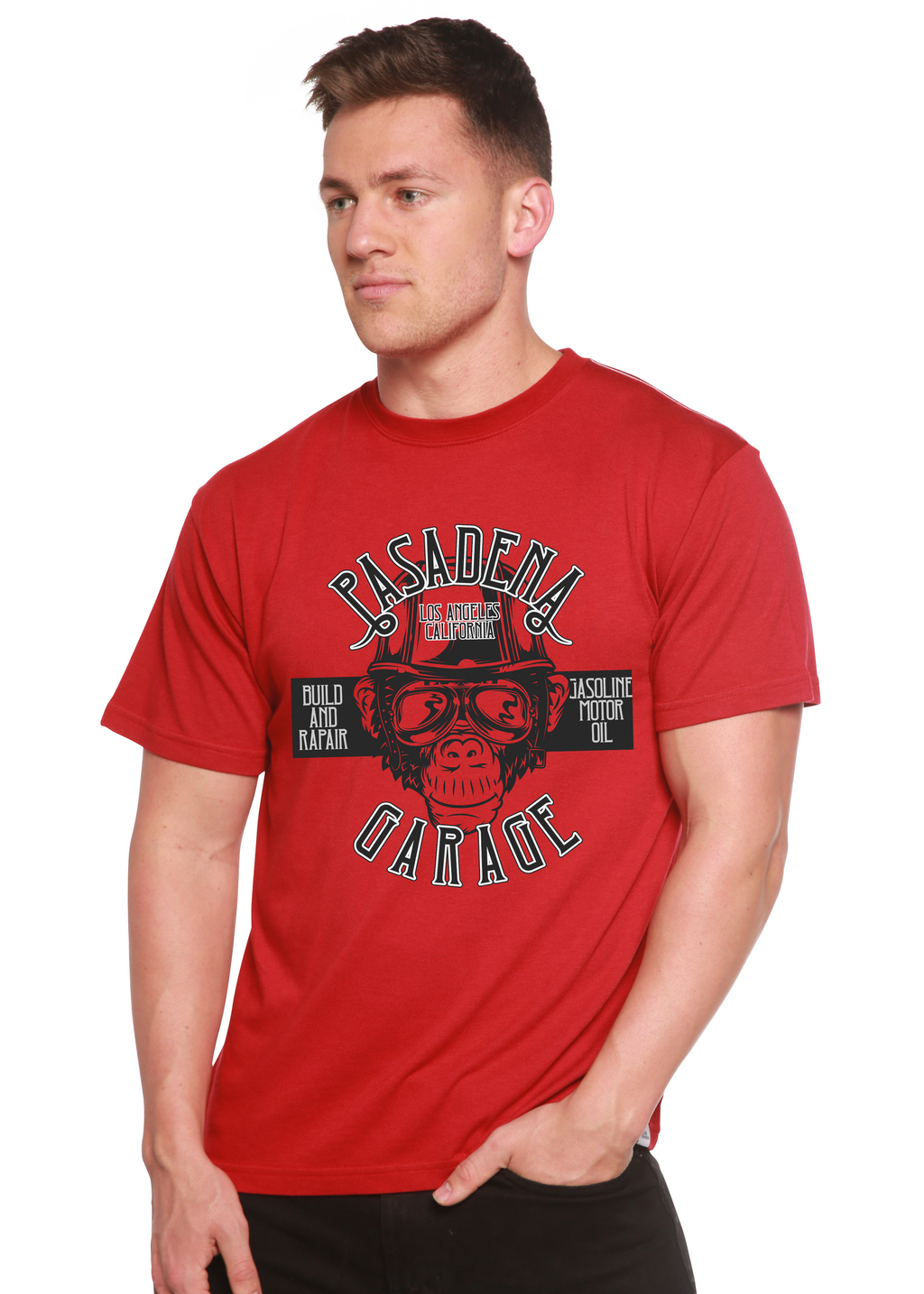 Pasadena Garage Men's Bamboo Viscose/Organic Cotton Short Sleeve Graphic T-Shirt Spun Bamboo