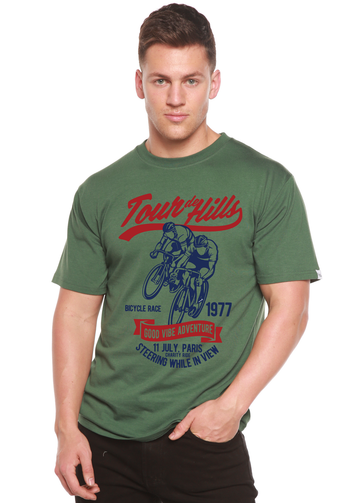 Tour De Hills Spun Bamboo® Men's Bamboo Viscose/Organic Cotton Short Sleeve Graphic T-Shirt Spun Bamboo