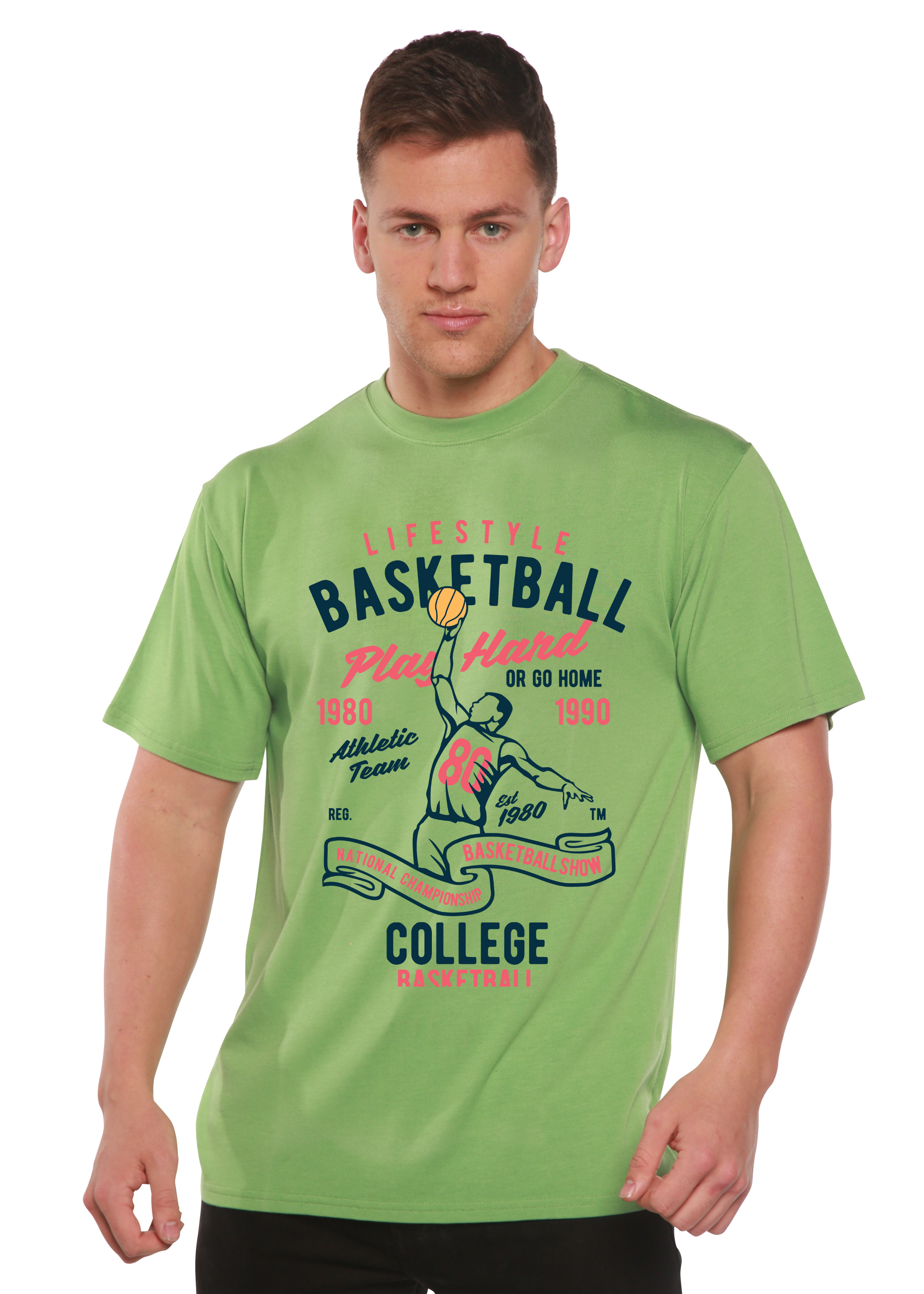 Life Style Basketball Men's Bamboo Viscose/Organic Cotton Short Sleeve Graphic T-Shirt Spun Bamboo