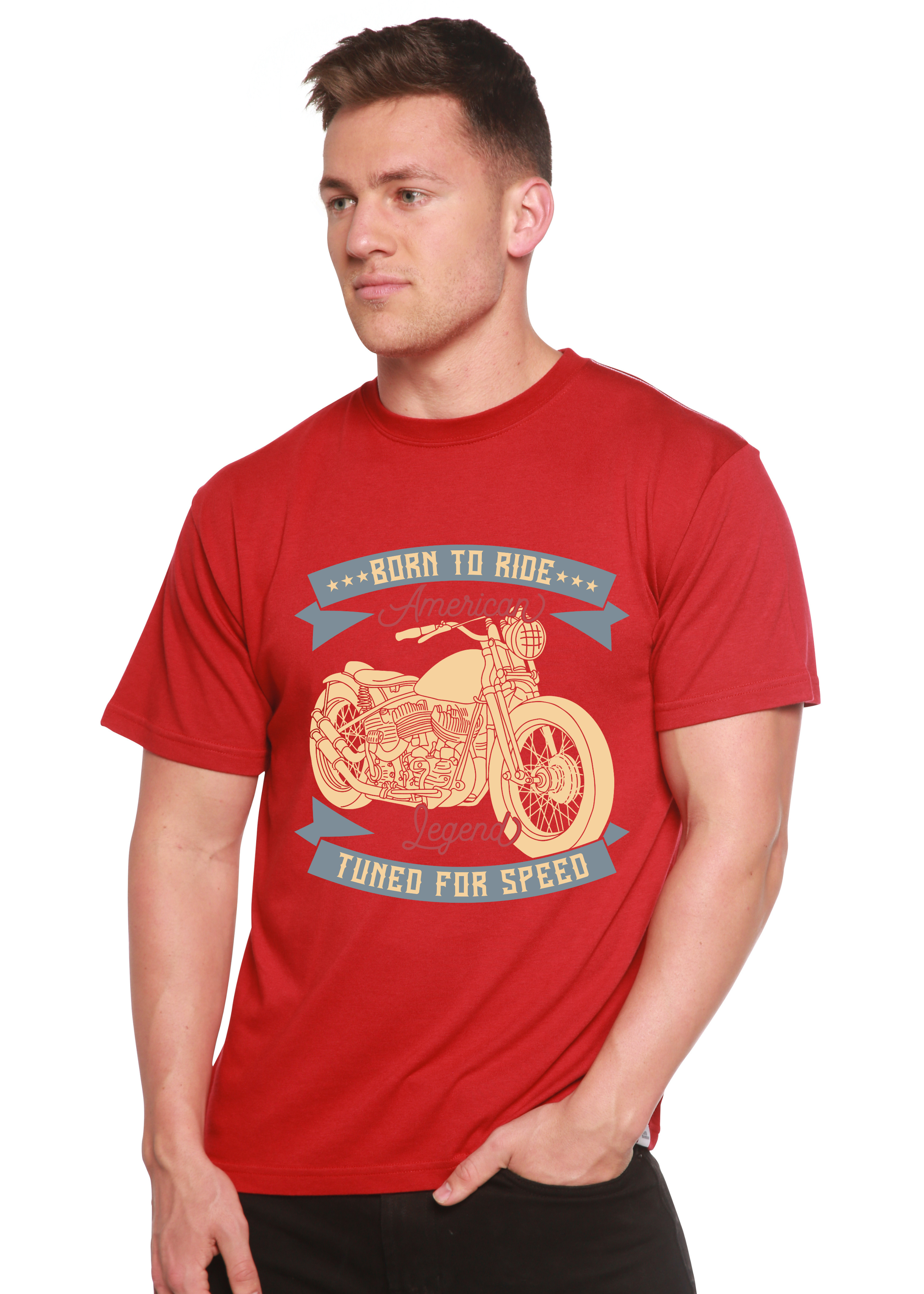 Born To Ride American Legend Men's Bamboo Viscose/Organic Cotton Short Sleeve Graphic T-Shirt Spun Bamboo