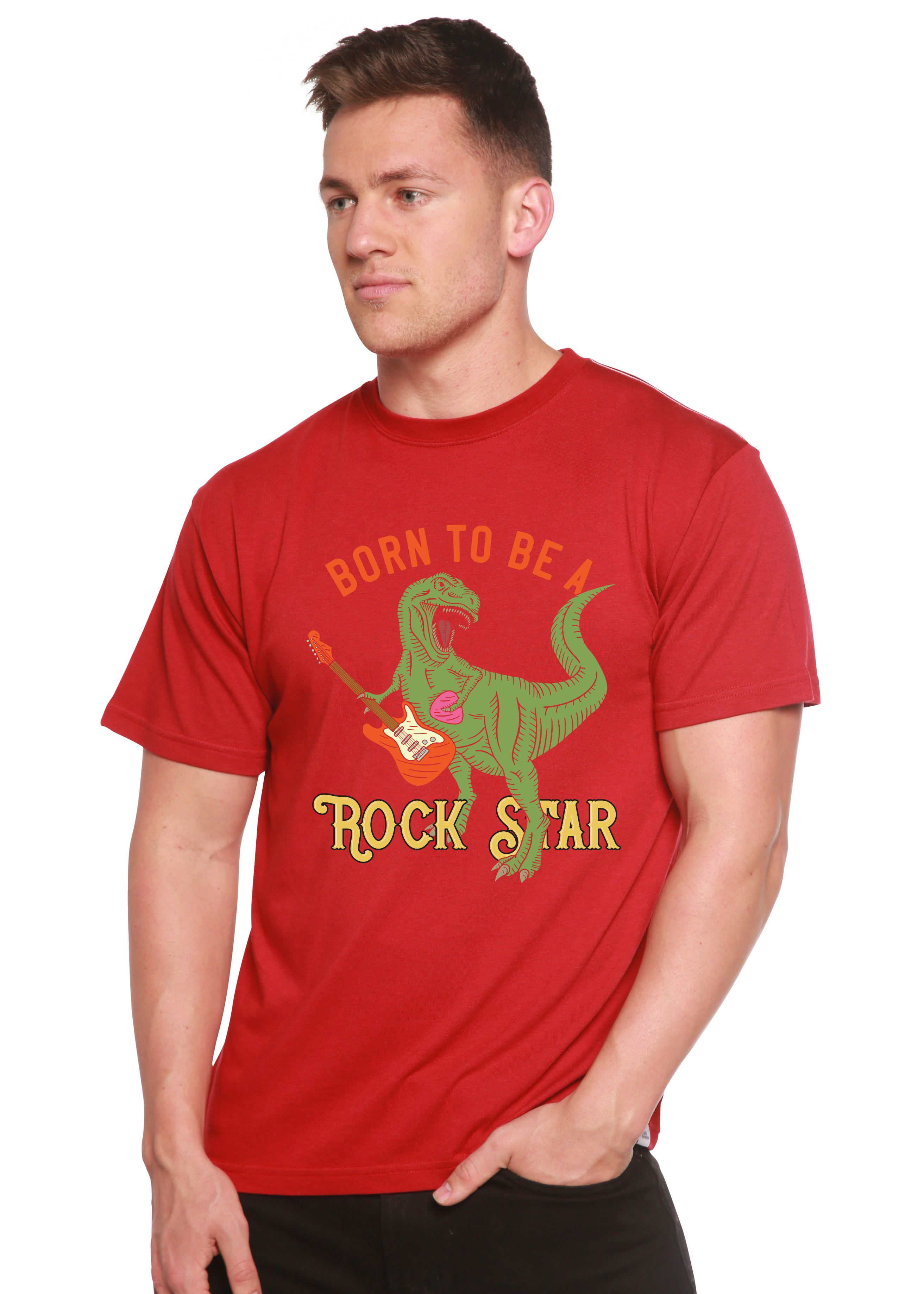 Born To Be A Rock Star Men's Bamboo Viscose/Organic Cotton Short Sleeve Graphic T-Shirt Spun Bamboo