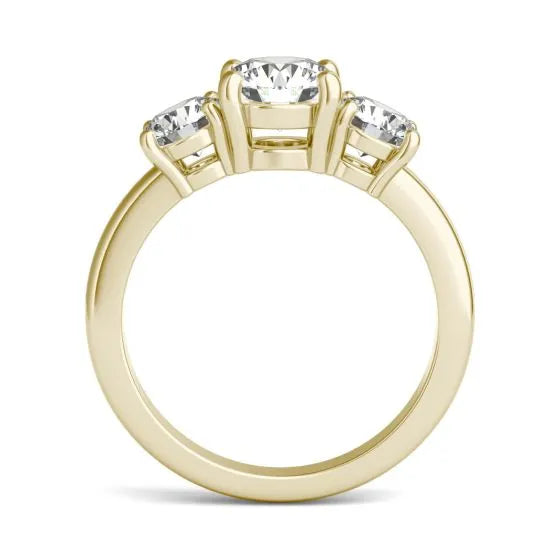 2 CTW AGI Certified Lab Grown Diamond (G-VS) Three Stone Engagement Ring in Choice of 14K Yellow or 14k White Gold VossAgin