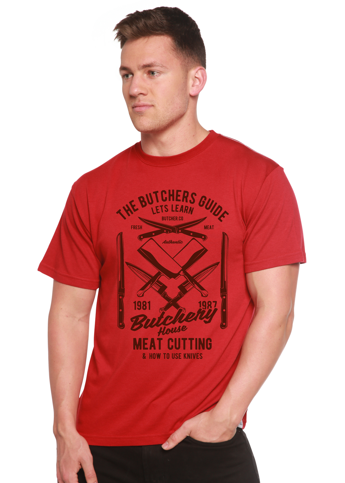 Butchery House Men's Bamboo Viscose/Organic Cotton Short Sleeve Graphic T-Shirt Spun Bamboo