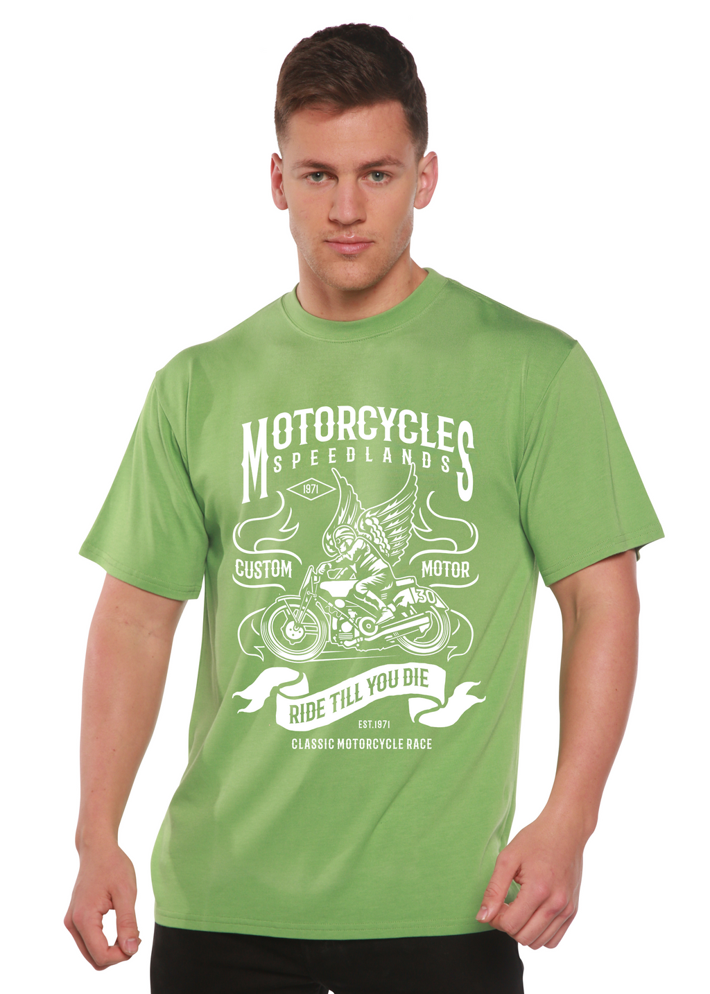 Motorcycles Men's Bamboo Viscose/Organic Cotton Short Sleeve Graphic T-Shirt Spun Bamboo