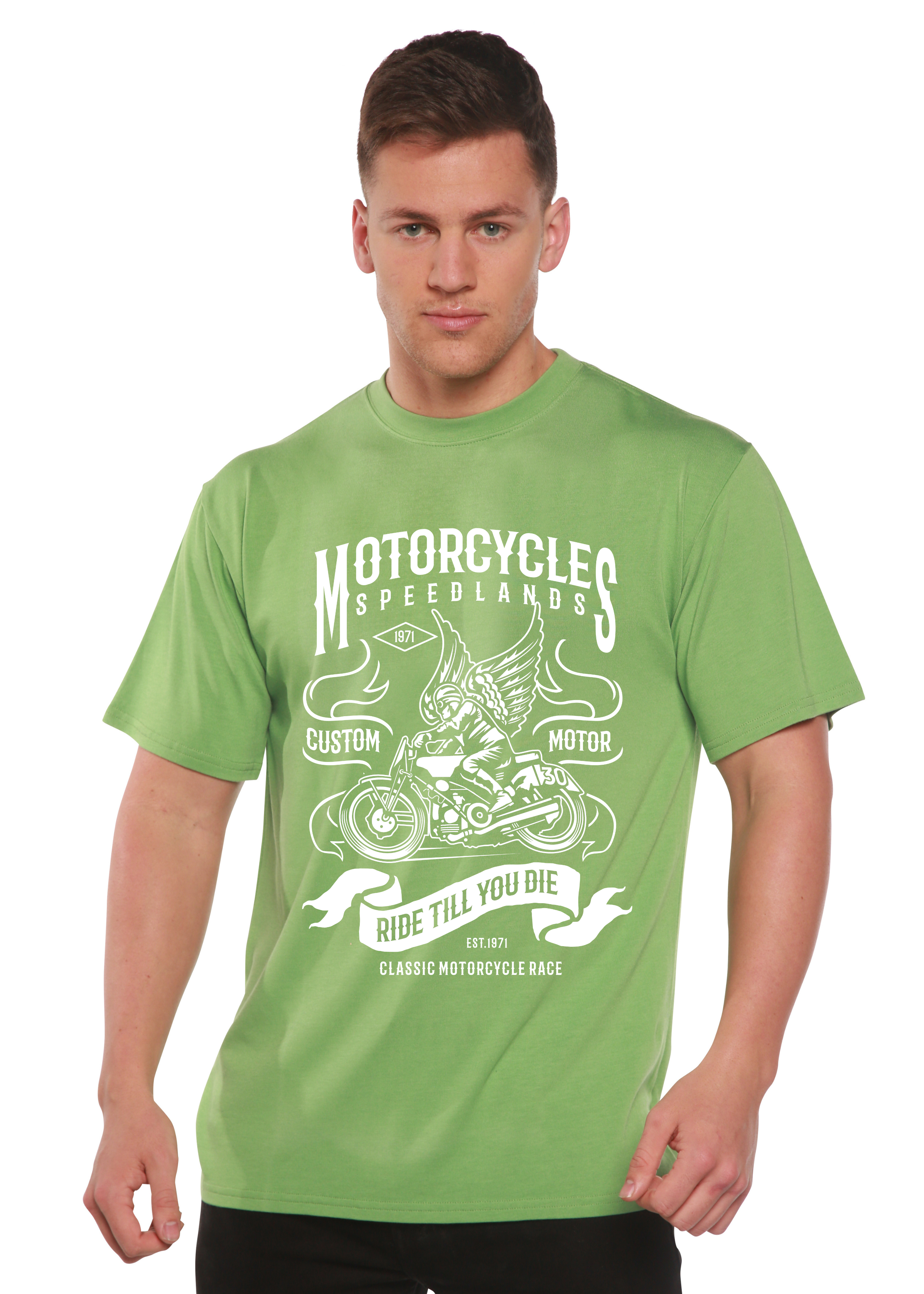Motorcycles Men's Bamboo Viscose/Organic Cotton Short Sleeve Graphic T-Shirt Spun Bamboo