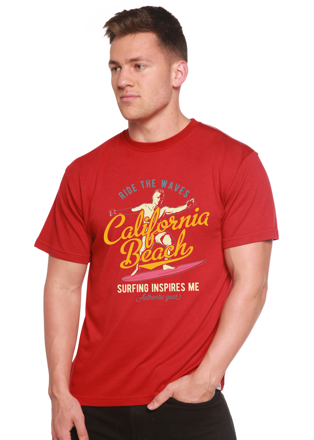 California Beach Men's Bamboo Viscose/Organic Cotton Short Sleeve Graphic T-Shirt Spun Bamboo