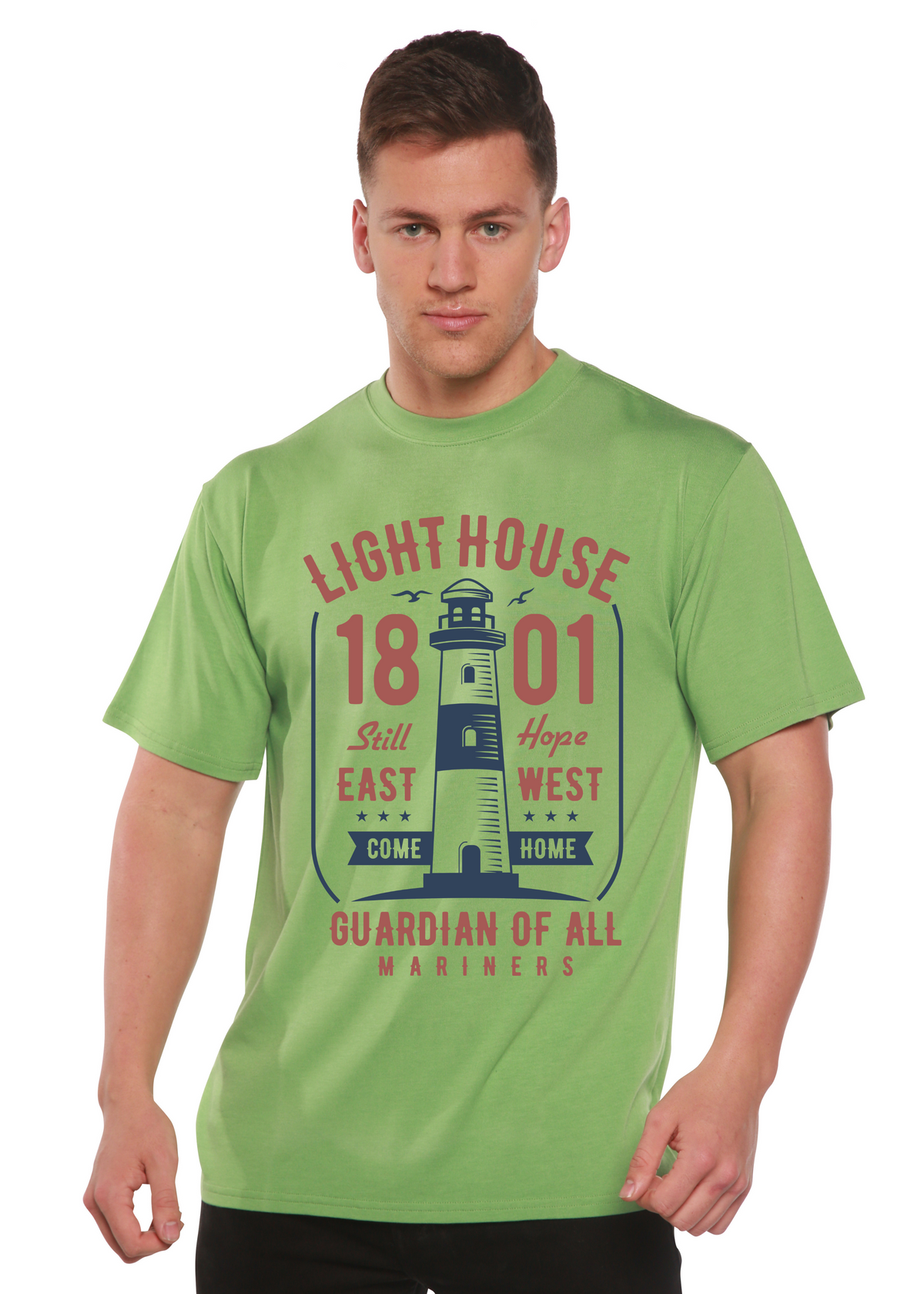 Light House Men's Bamboo Viscose/Organic Cotton Short Sleeve Graphic T-Shirt Spun Bamboo