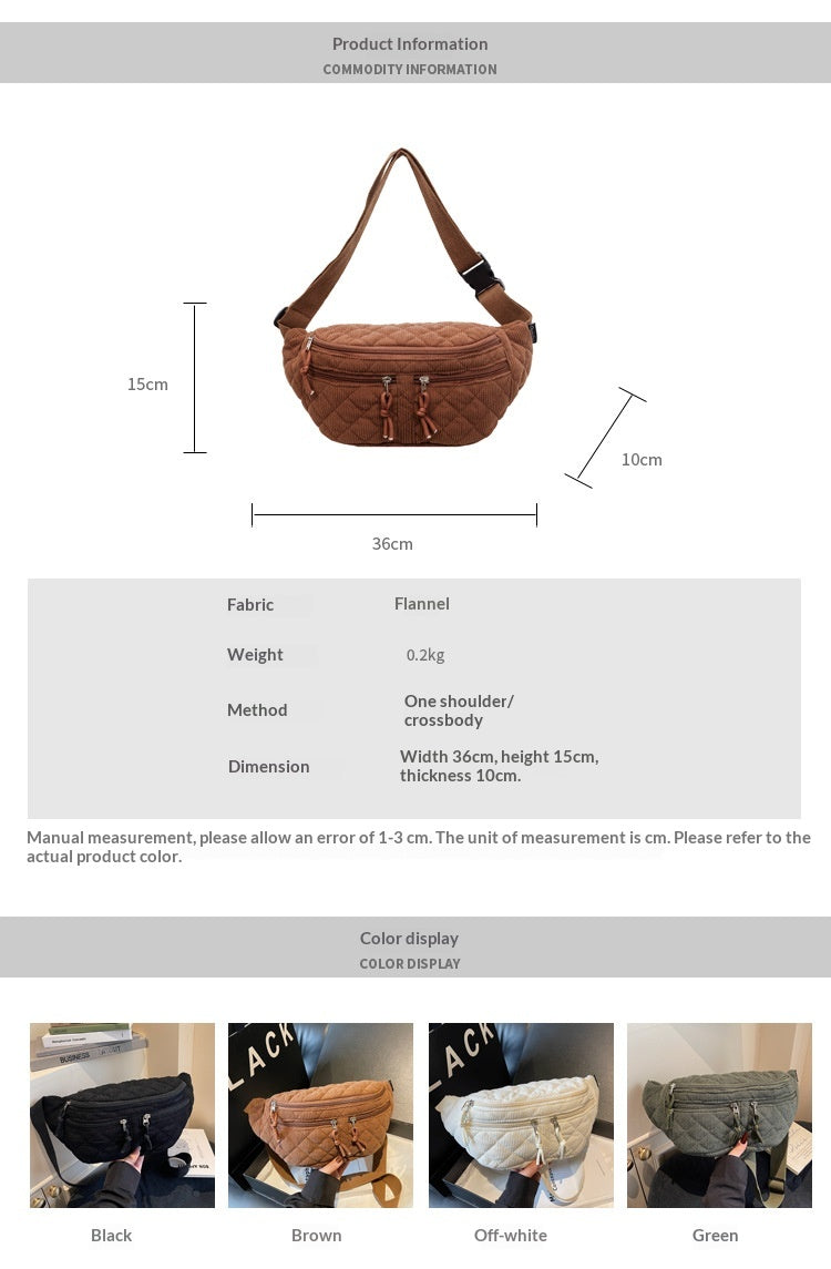 Solid-color Down Cotton Chest Bag Niche-design Shoulder And Crossbody Versatile And Easy To Match