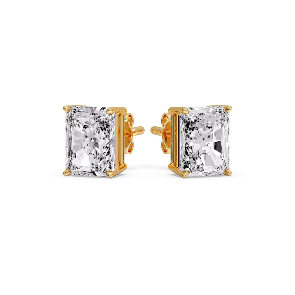IGI Certified Basket Stud Earrings Set With Radiant Cut Diamonds