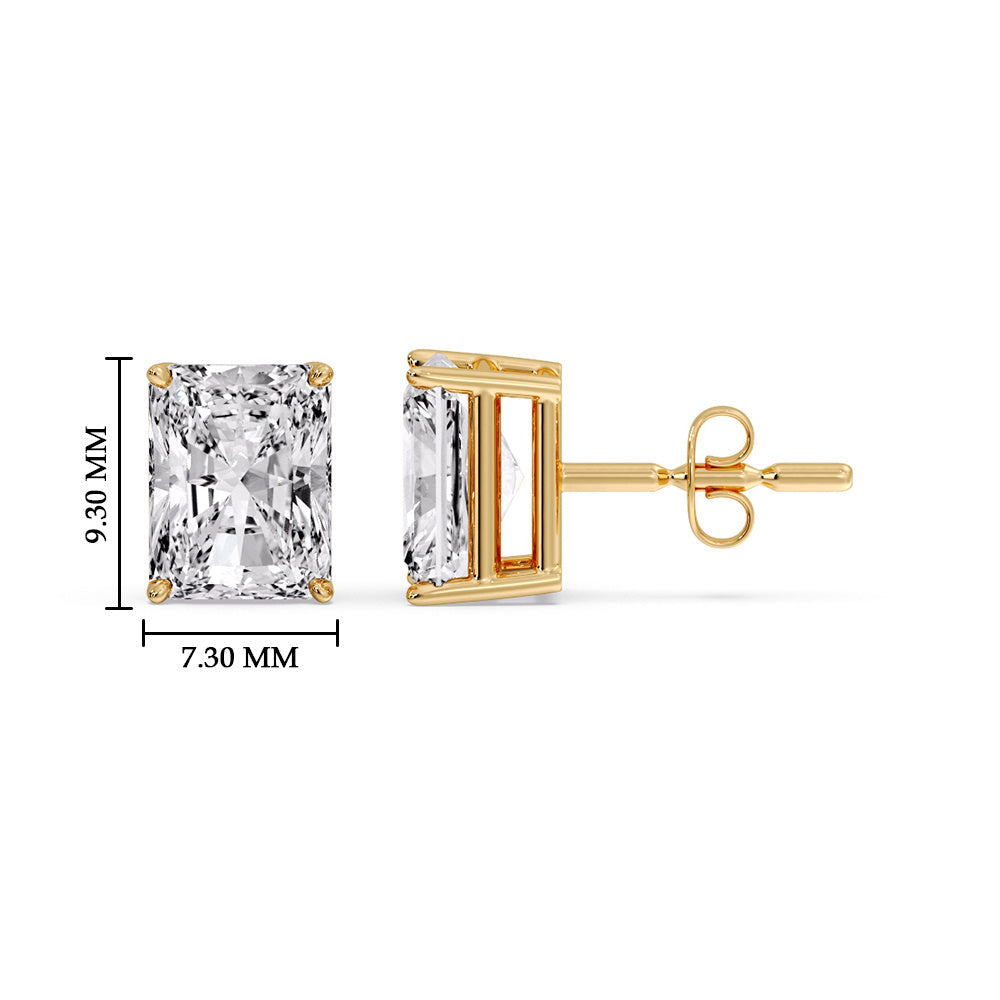 IGI Certified Basket Stud Earrings Set With Radiant Cut Diamonds