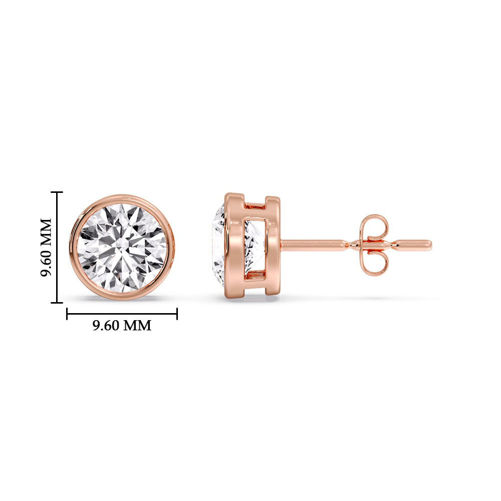 Bezel-Set Brilliant Round Diamond Solitaire Stud Earrings [IGI Certified]
