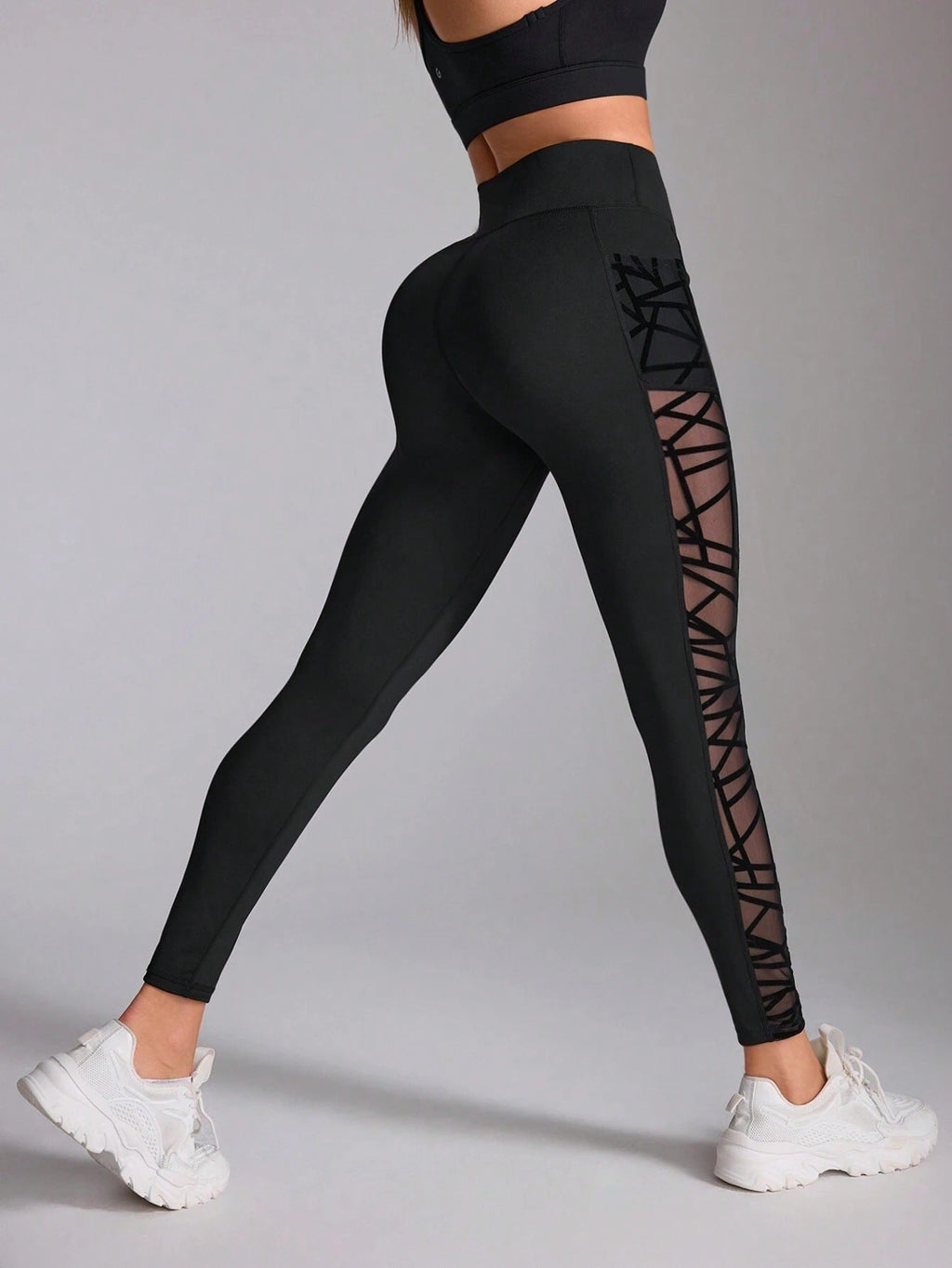 Cross-border High Waist Contrast Color Stitching Running Pants Belly-lifting Yoga Clothing Fitness Sports Naked Feeling Tight Leggings Social Buzz eSIMs