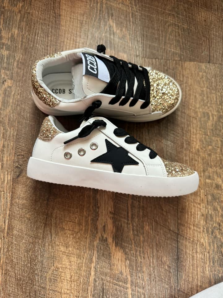 Black Star Gold Glitter Accent Torn and Trendy