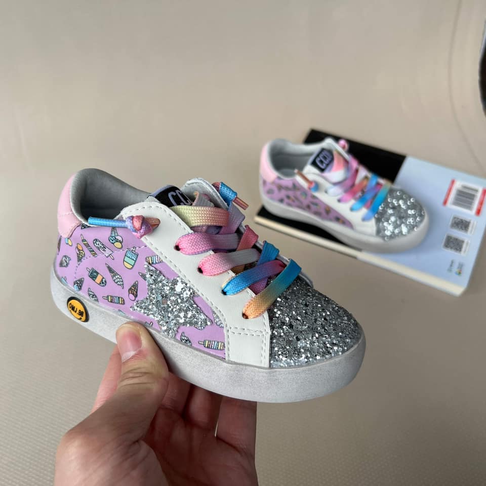 Purple Ice Cream Print Star Sneakers Torn and Trendy
