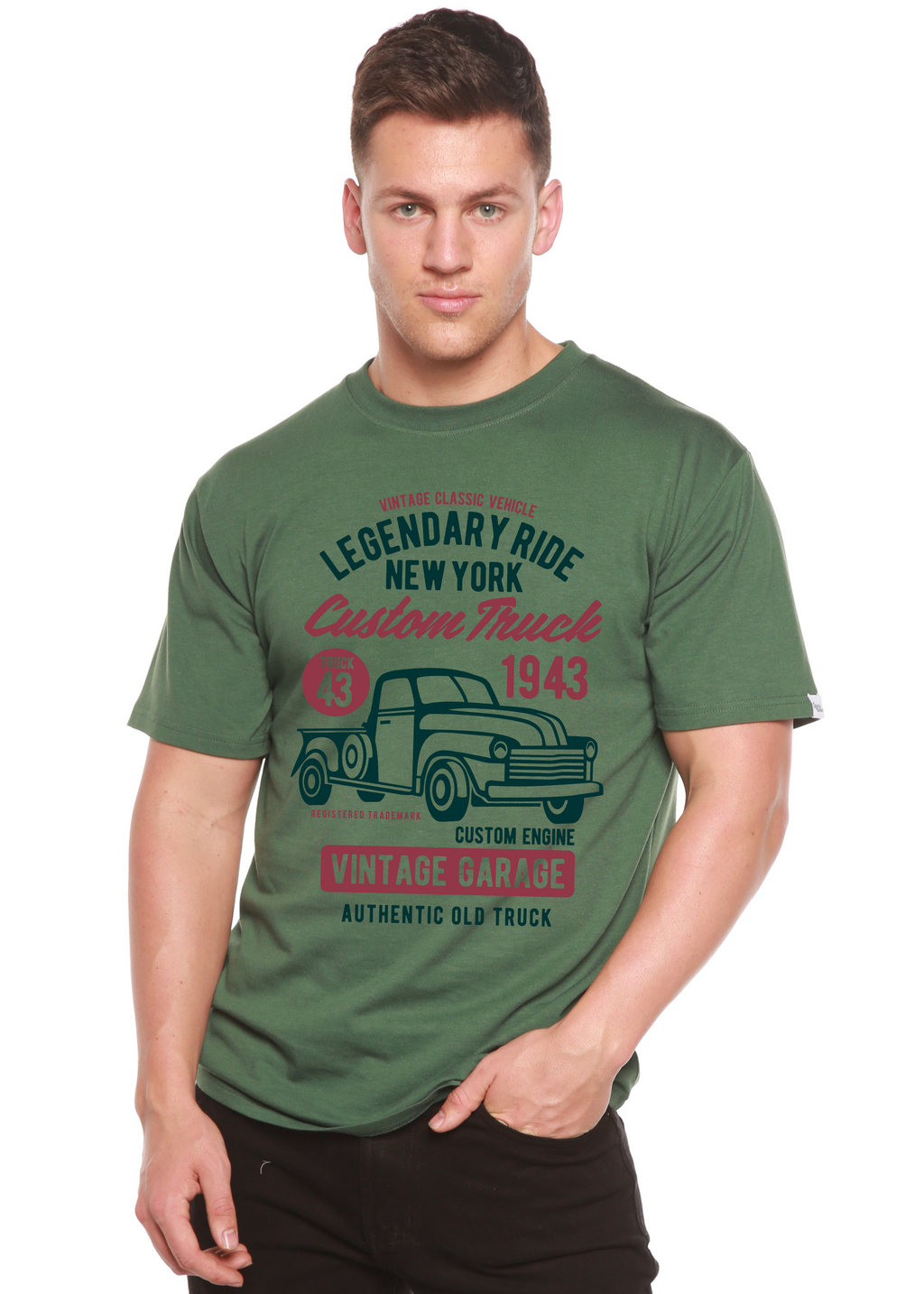 Legendary Ride Custom Truck Men's Bamboo Viscose/Organic Cotton Short Sleeve Graphic T-Shirt Spun Bamboo