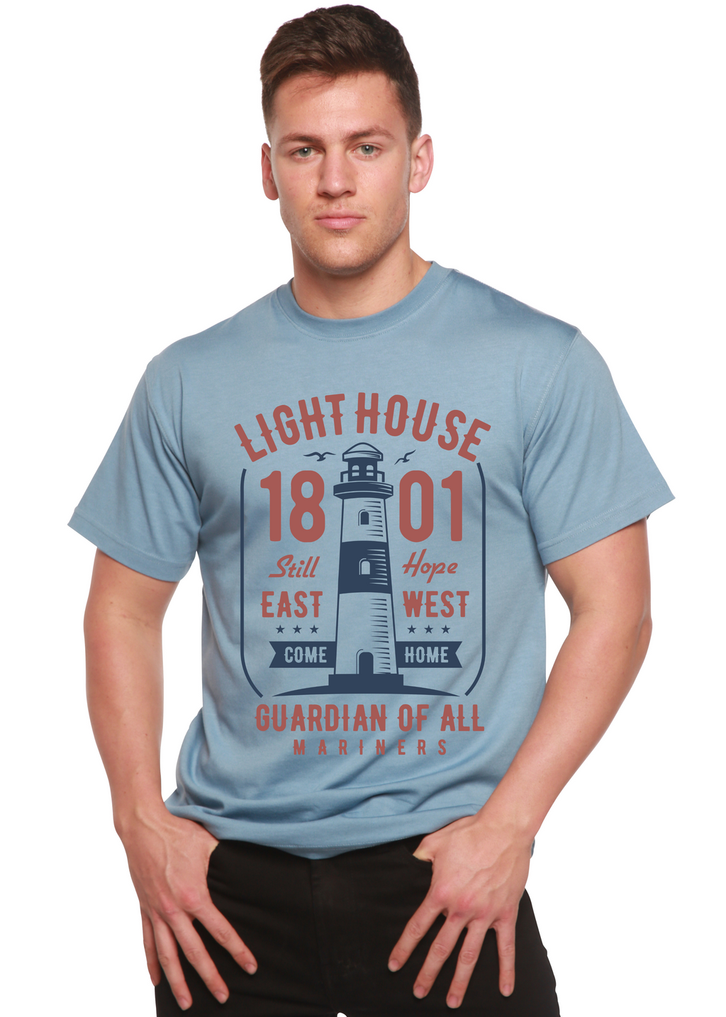 Light House Men's Bamboo Viscose/Organic Cotton Short Sleeve Graphic T-Shirt Spun Bamboo