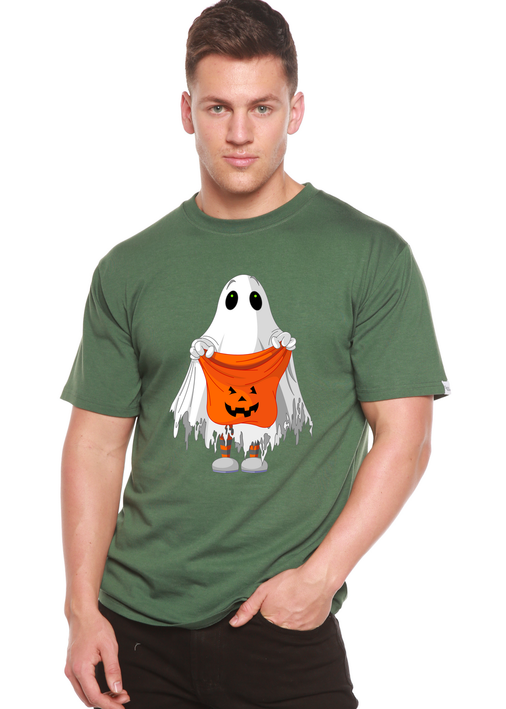 Boo Halloween Men's Bamboo Viscose/Organic Cotton Short Sleeve Graphic T-Shirt Spun Bamboo