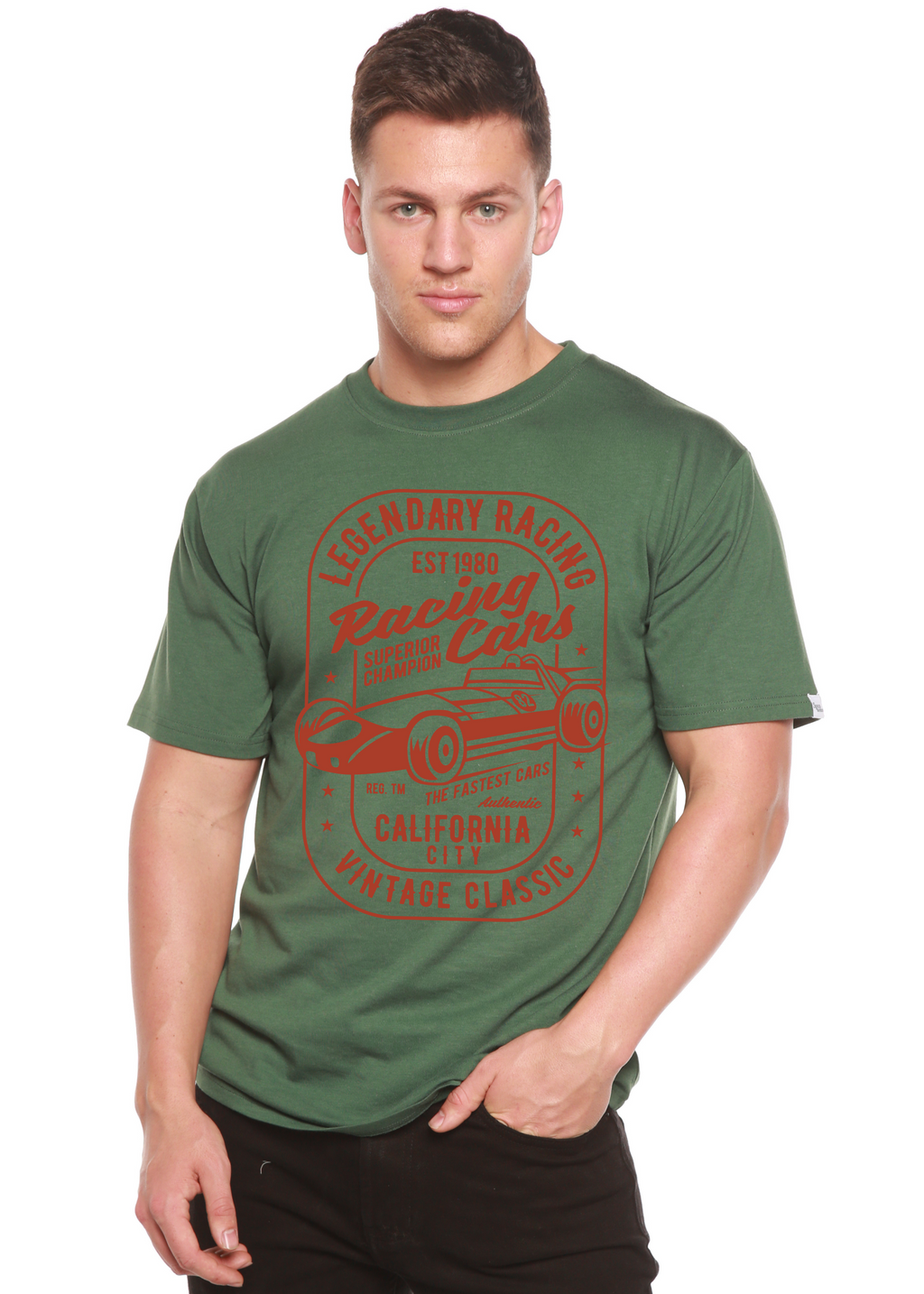 Legendary Racing Cars Men's Bamboo Viscose/Organic Cotton Short Sleeve Graphic T-Shirt Spun Bamboo