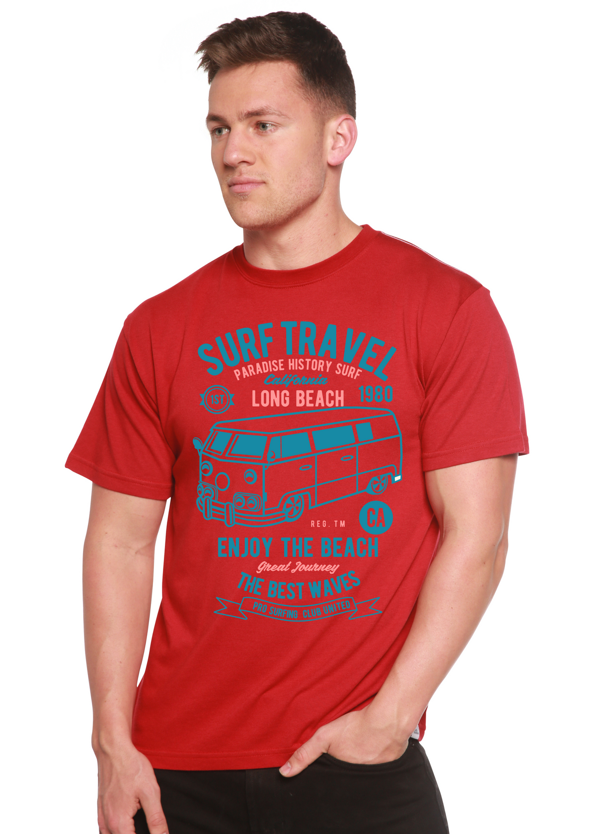 Surf Travel Spun Bamboo® Men's Bamboo Viscose/Organic Cotton Short Sleeve Graphic T-Shirt Spun Bamboo