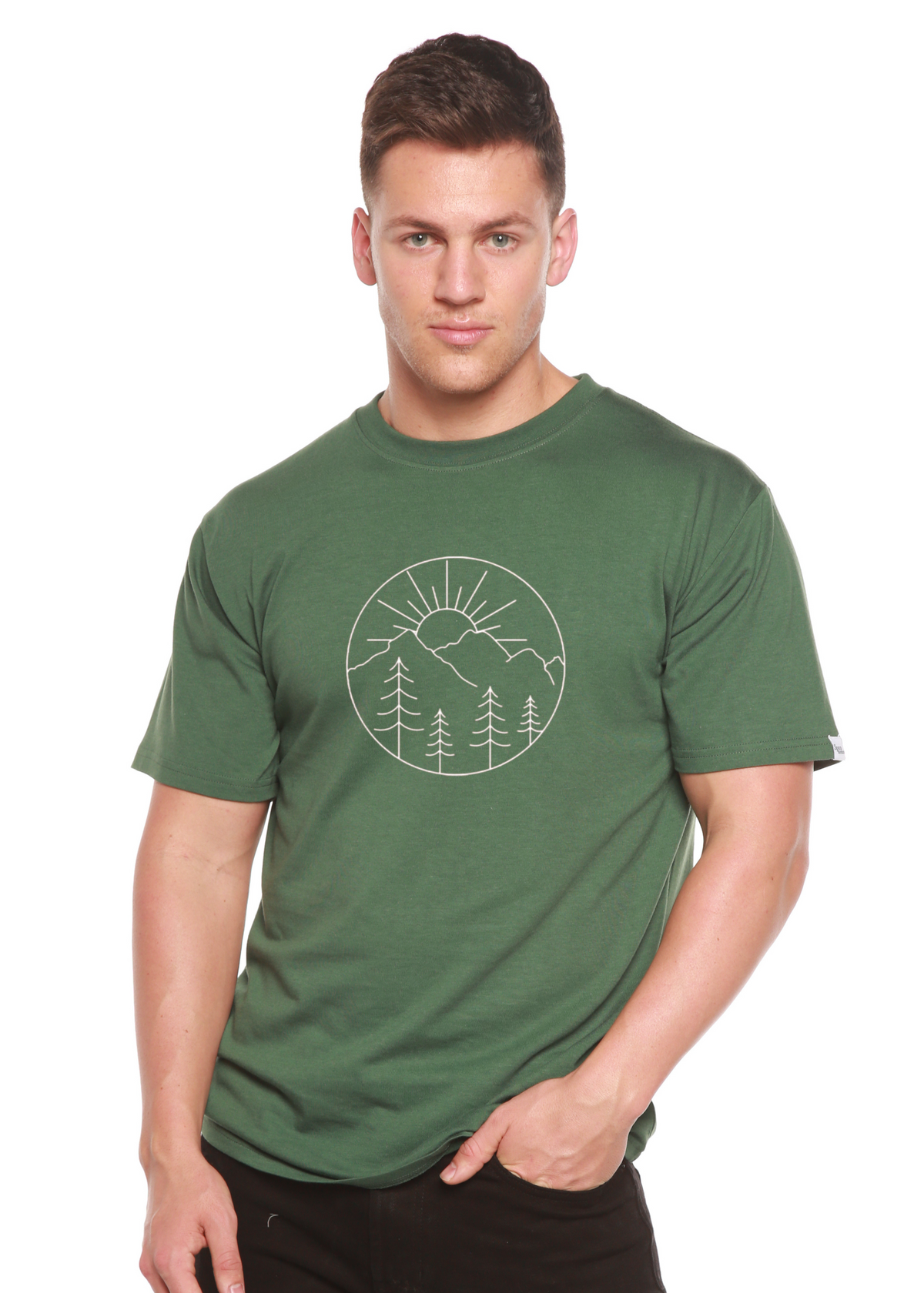 Nature Lover Hike Men's Bamboo Viscose/Organic Cotton Short Sleeve Graphic T-Shirt Spun Bamboo