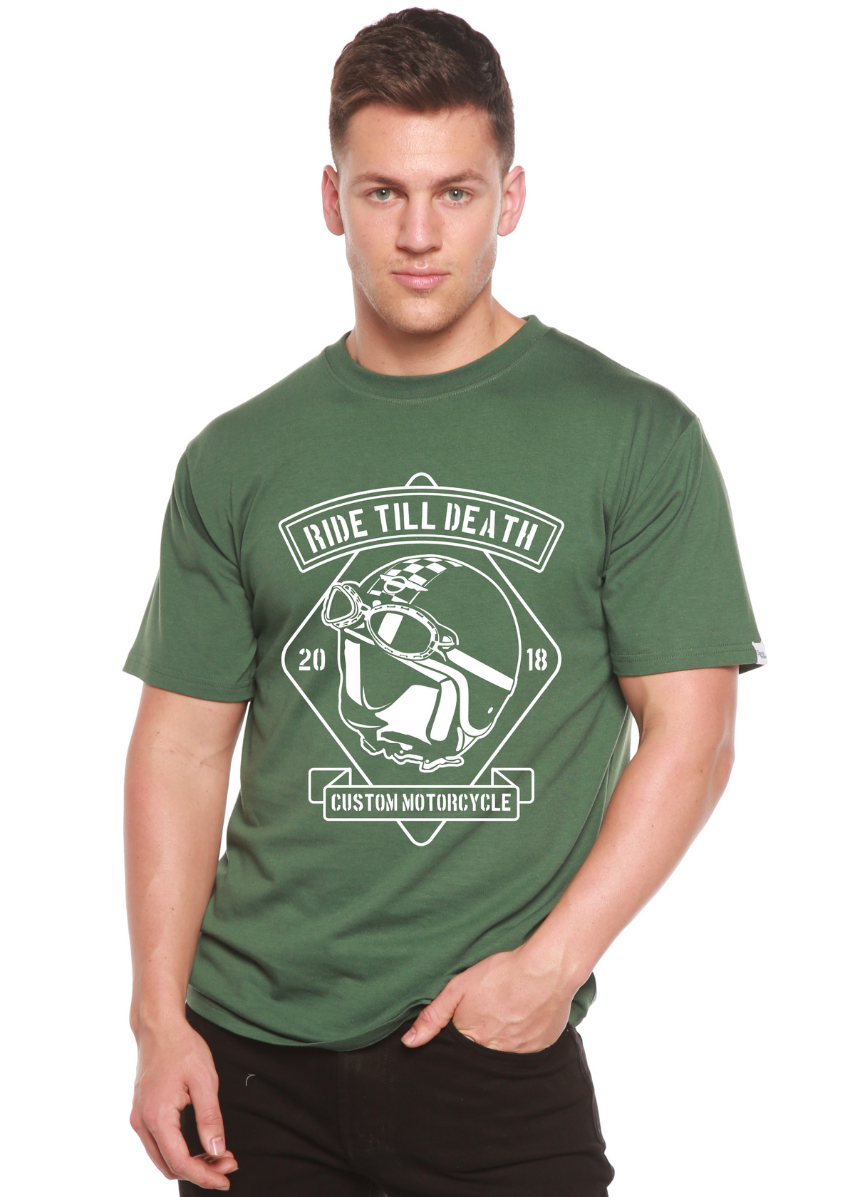 Ride Till Death Spun Bamboo® Men's Bamboo Viscose/Organic Cotton Short Sleeve Graphic T-Shirt Spun Bamboo
