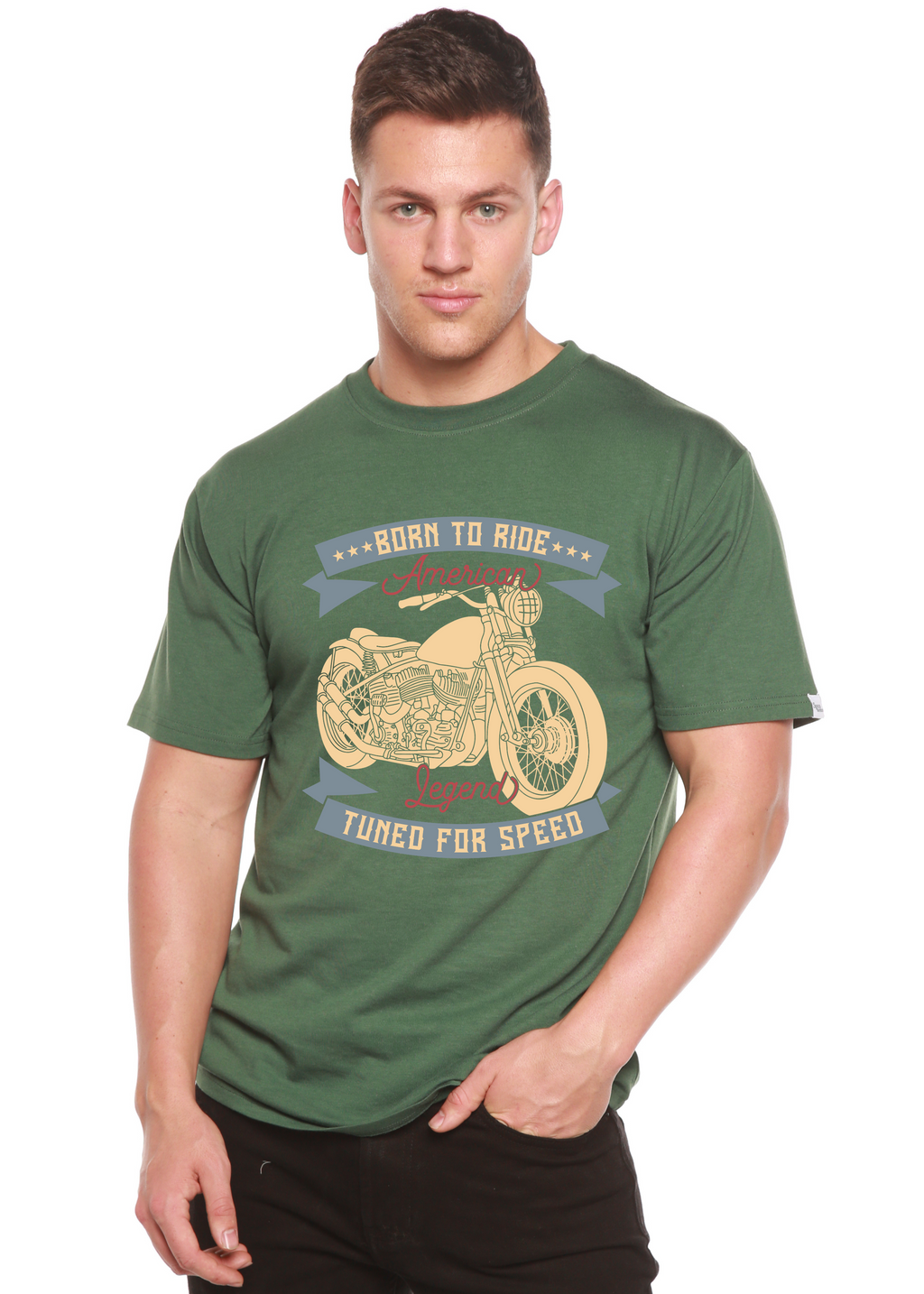 Born To Ride American Legend Men's Bamboo Viscose/Organic Cotton Short Sleeve Graphic T-Shirt Spun Bamboo
