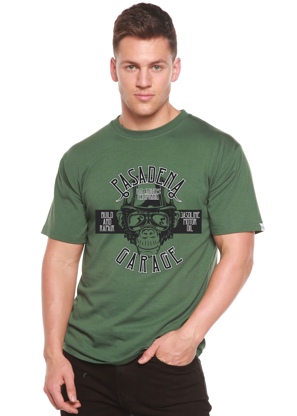 Pasadena Garage Men's Bamboo Viscose/Organic Cotton Short Sleeve Graphic T-Shirt Spun Bamboo