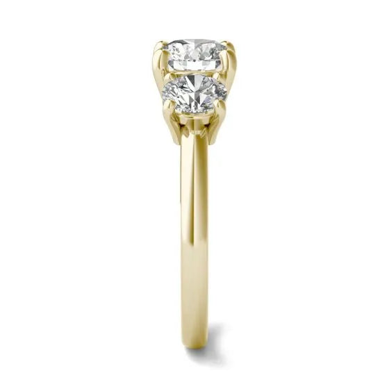 2 CTW AGI Certified Lab Grown Diamond (G-VS) Three Stone Engagement Ring in Choice of 14K Yellow or 14k White Gold VossAgin