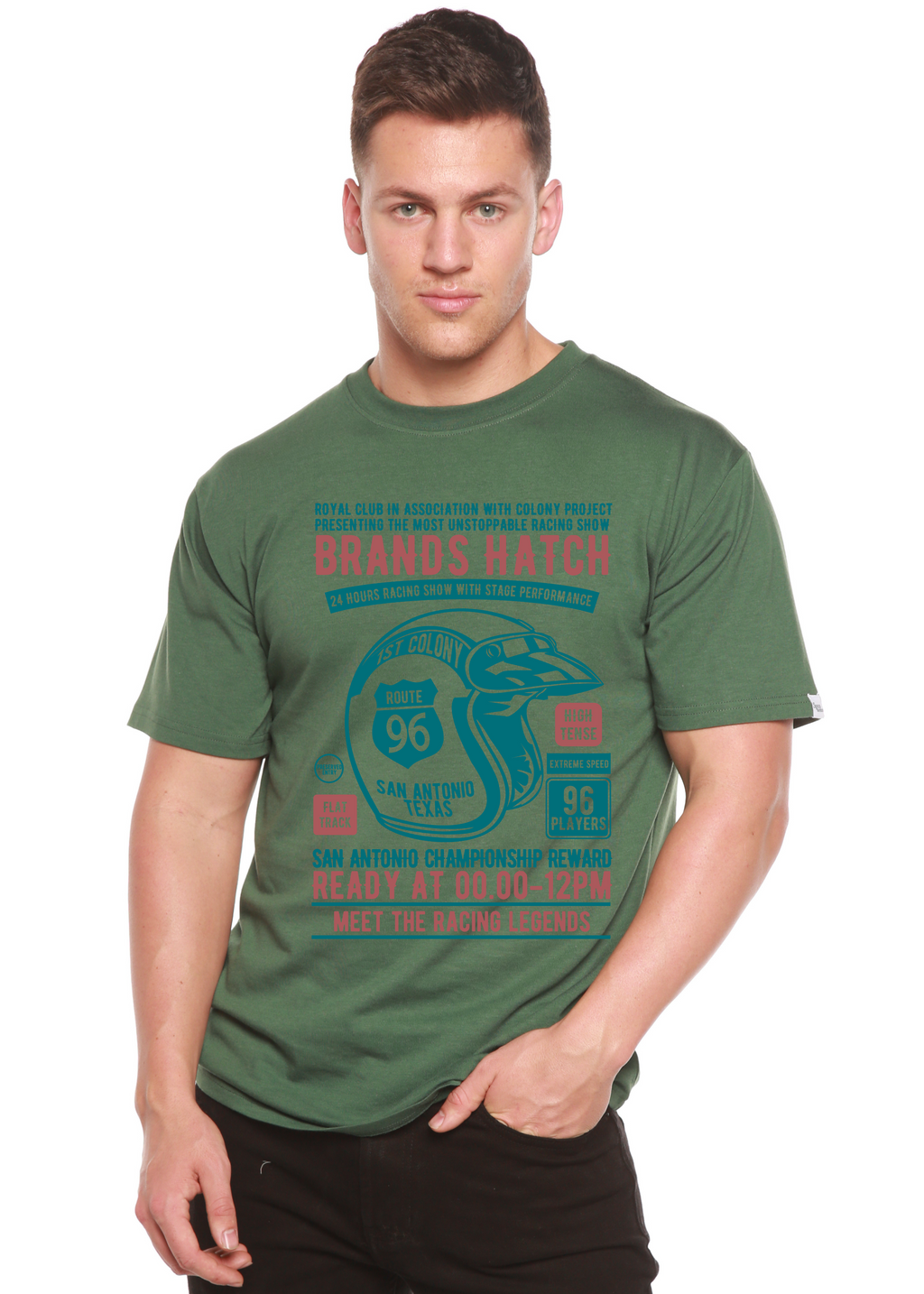 Brands Hatch Men's Bamboo Viscose/Organic Cotton Short Sleeve Graphic T-Shirt Spun Bamboo